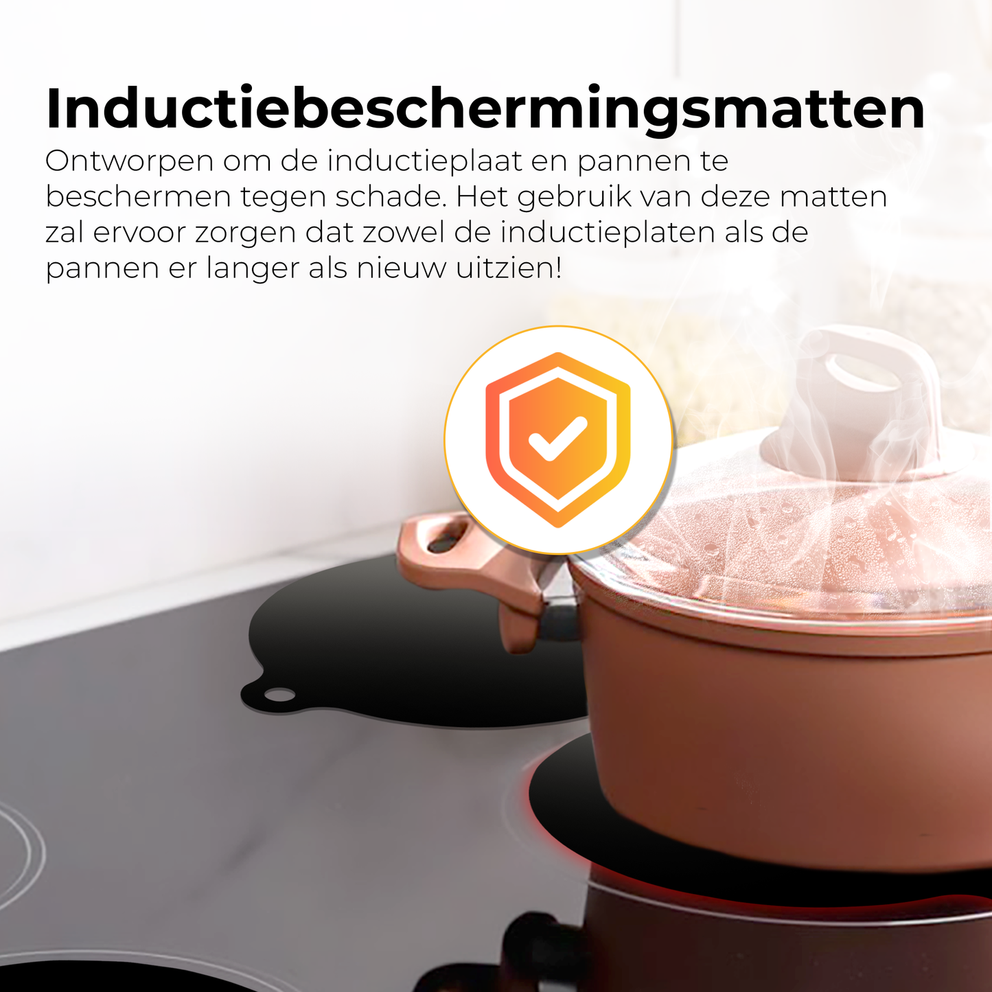Inductie Beschermers - Zwart, 4 stuks