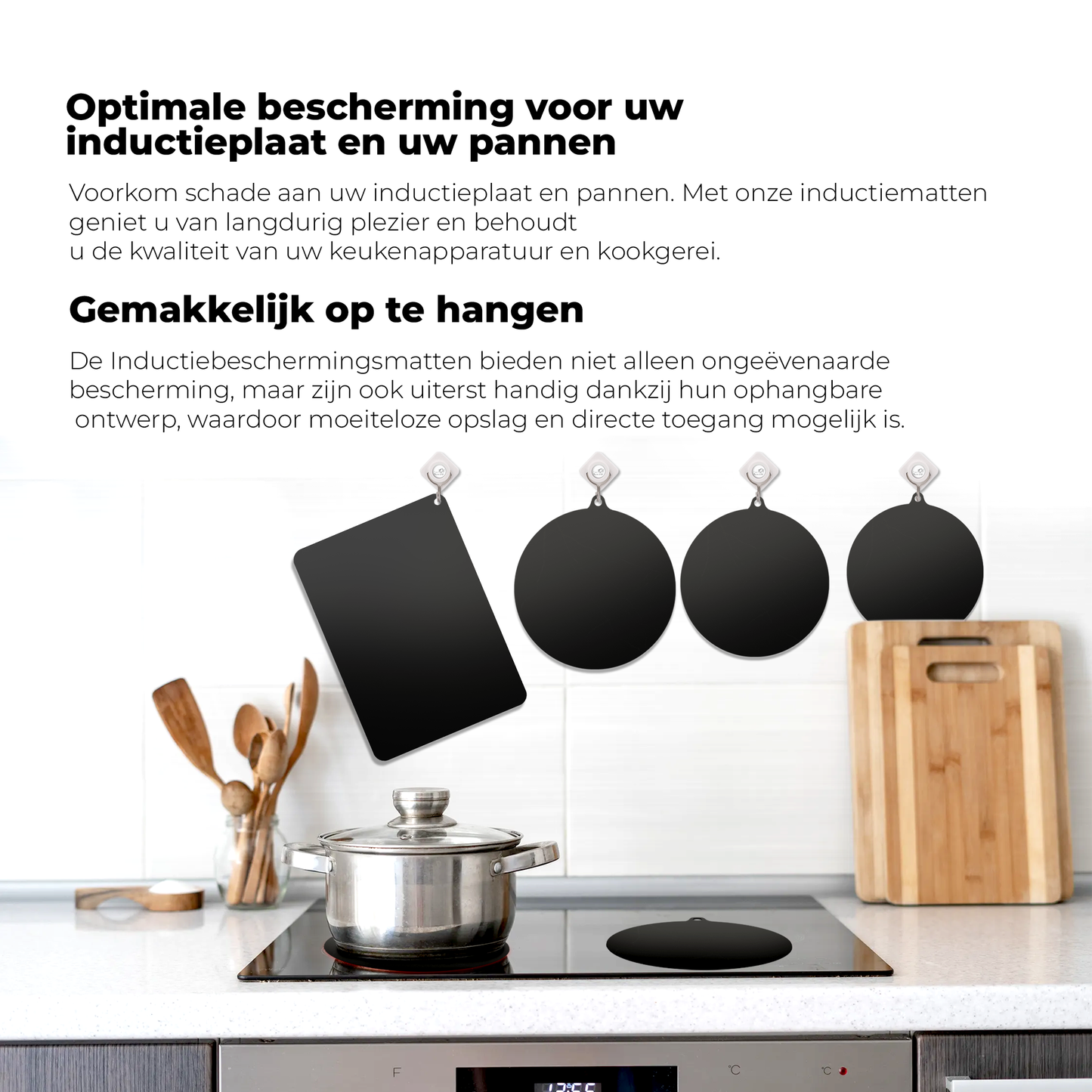 Inductie Beschermers - Zwart, 12 stuks