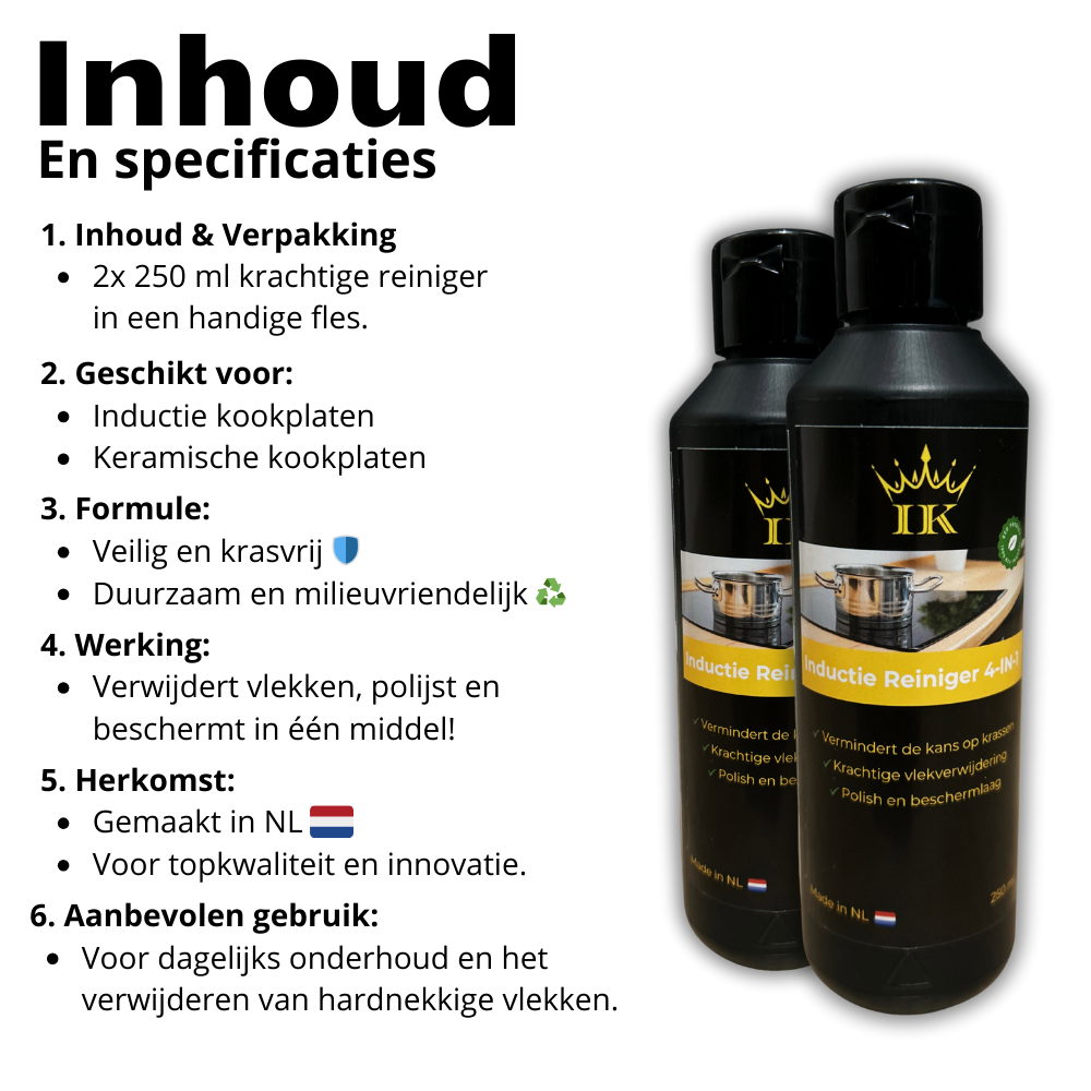 Induction Kings inductie reiniger 4-in-1 tegen krassen en vlekken met beschermlaag