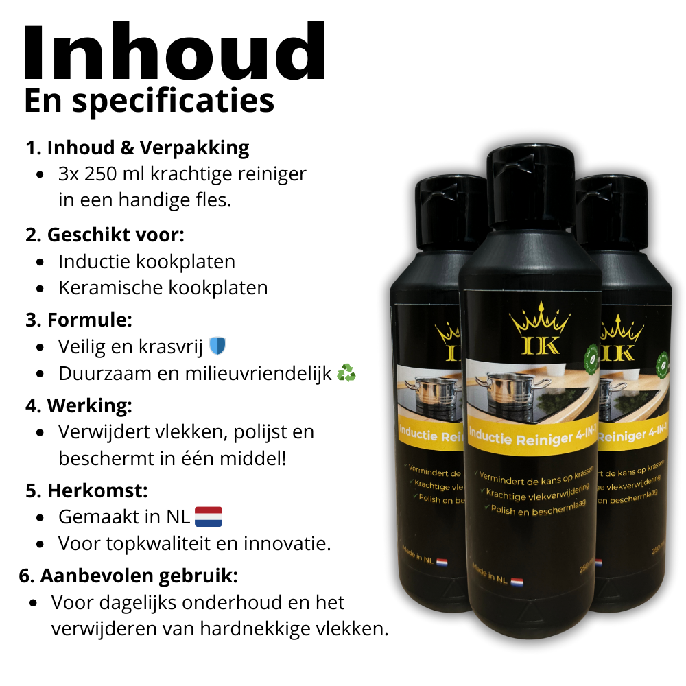 Induction Kings inductie reiniger 4-in-1 tegen krassen en vlekken met beschermlaag