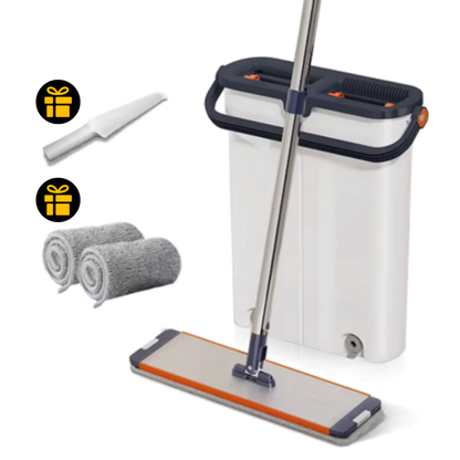 White Aluminium Panel Flat Mop System with two separate water reservoirs