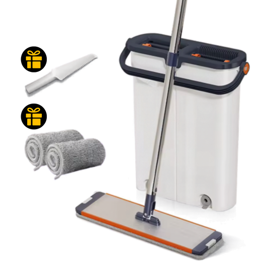 White Aluminium Panel Flat Mop System with two separate water reservoirs
