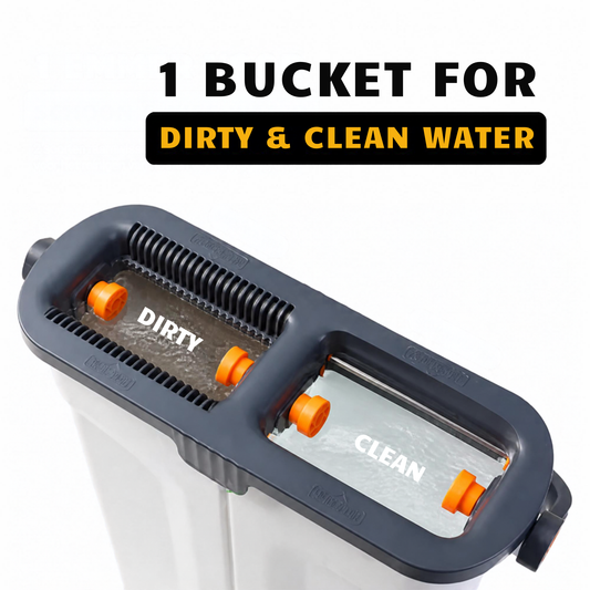 White Aluminium Panel Flat Mop System with two separate water reservoirs