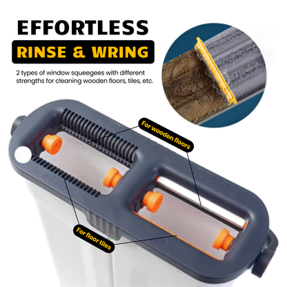 White Aluminium Panel Flat Mop System with two separate water reservoirs