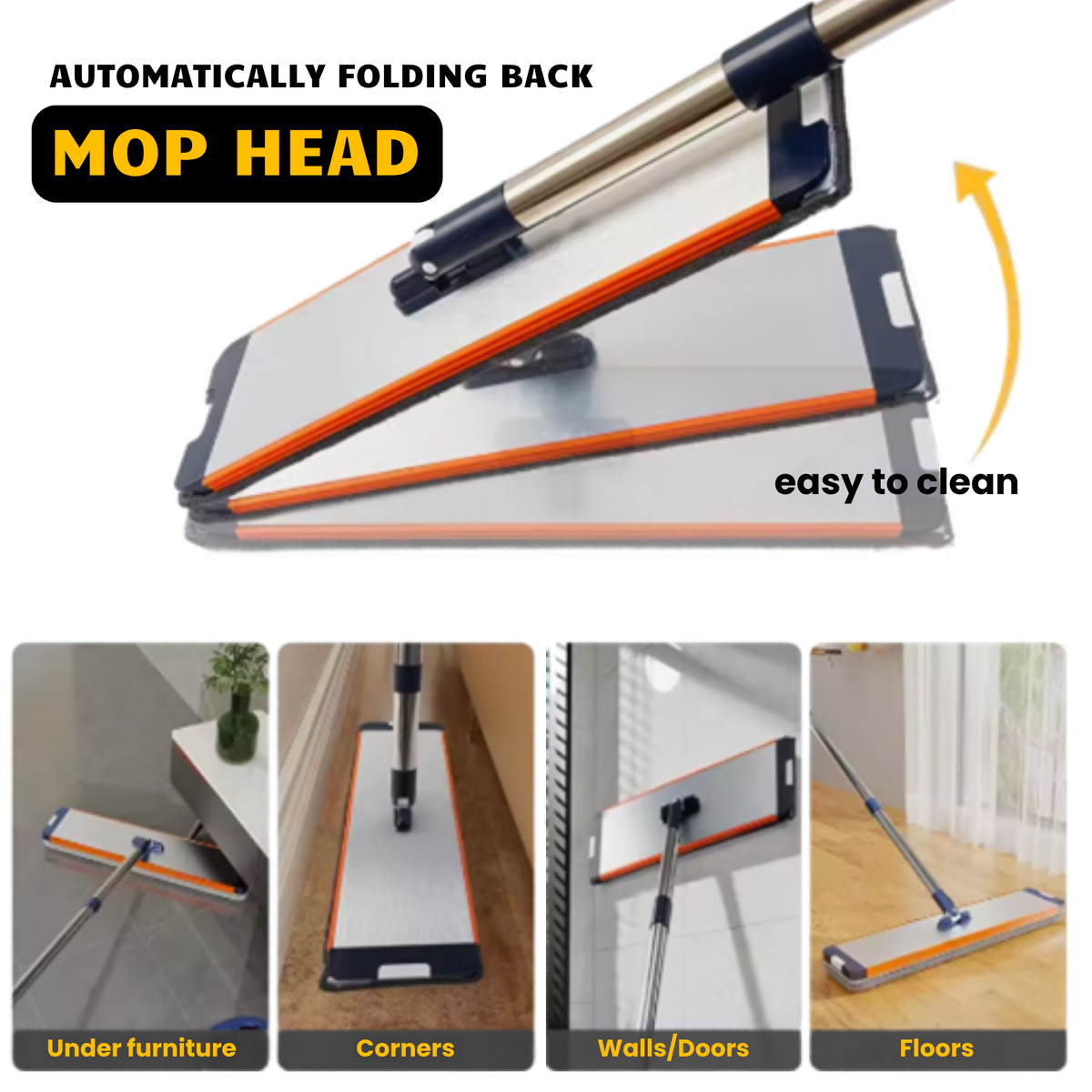 White Aluminium Panel Flat Mop System with two separate water reservoirs